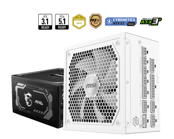 MSI MAG A1000GL PCIE5 WHITE, Fully Modular Compact Gaming 1000W